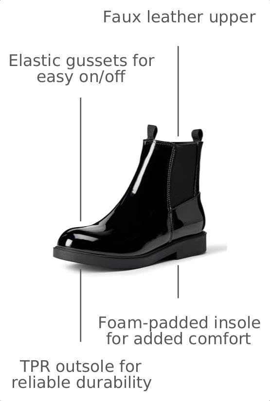 image:imageAmazon Essentials Girls Chelsea Ankle BootsBlack Patent