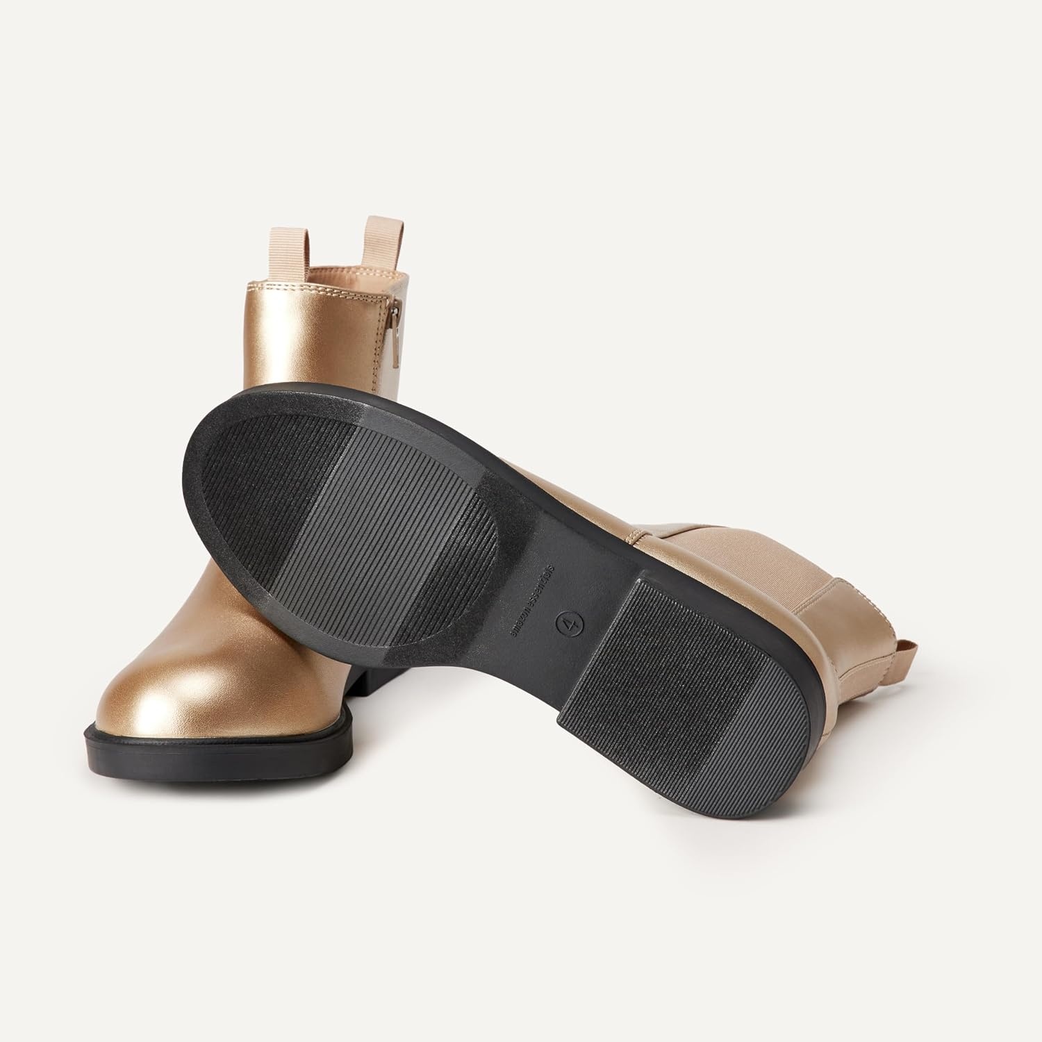 image:imageAmazon Essentials Girls Chelsea Ankle BootsGold Faux Leather
