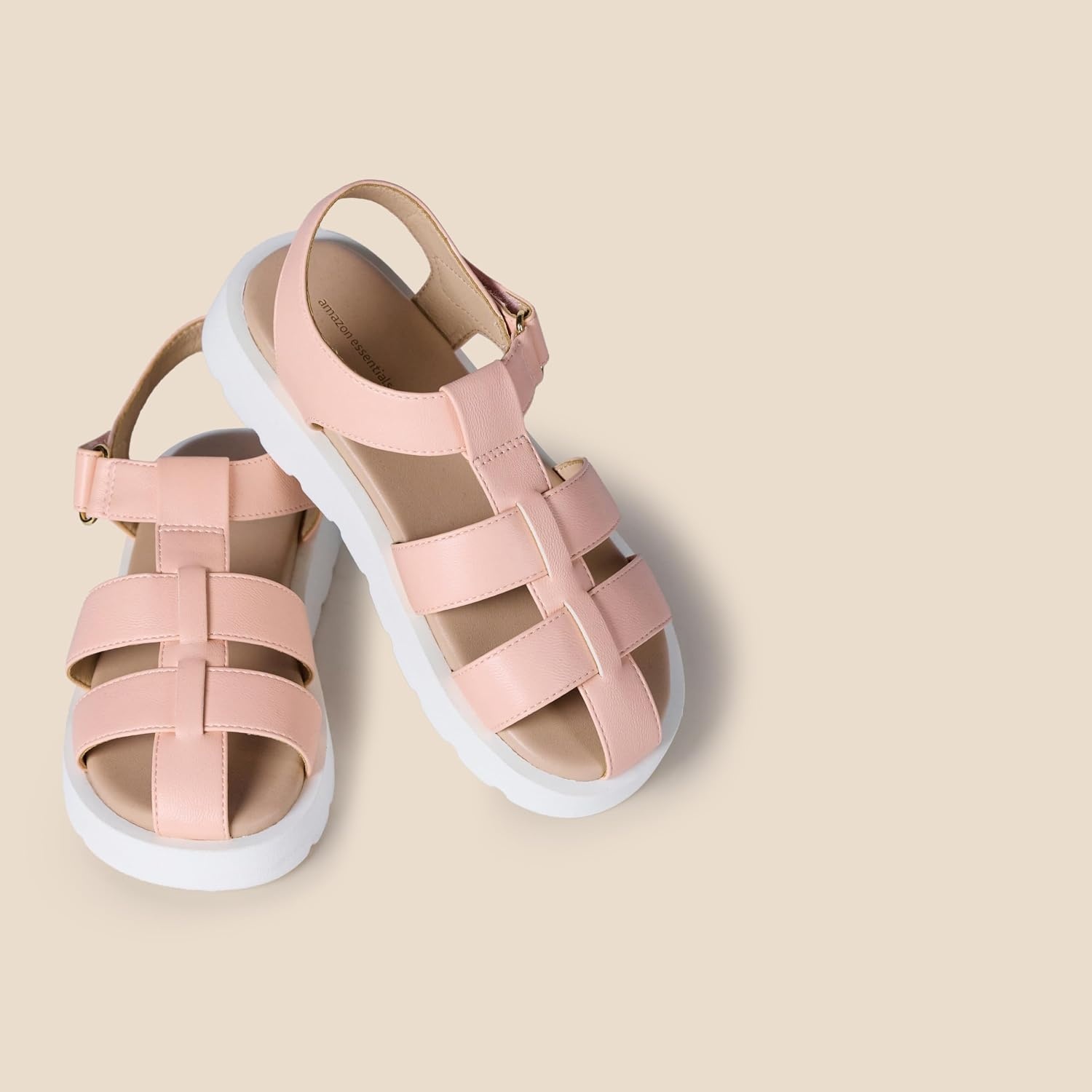 image:imageAmazon Essentials Girls Closed Toe Fisherman Sandals with Velcro StrapPink Faux Leather