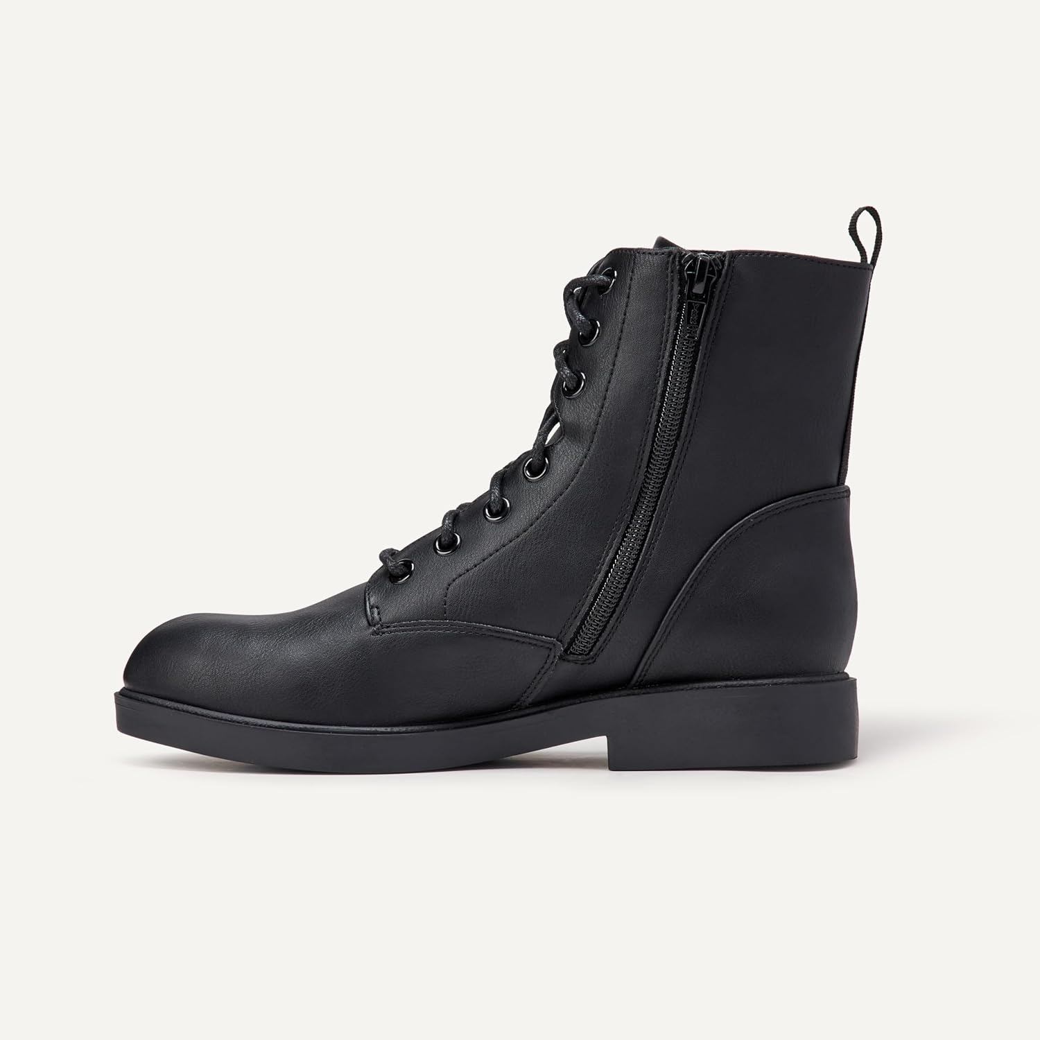 image:imageAmazon Essentials Girls Combat Boots With ZipperBlack Faux Leather
