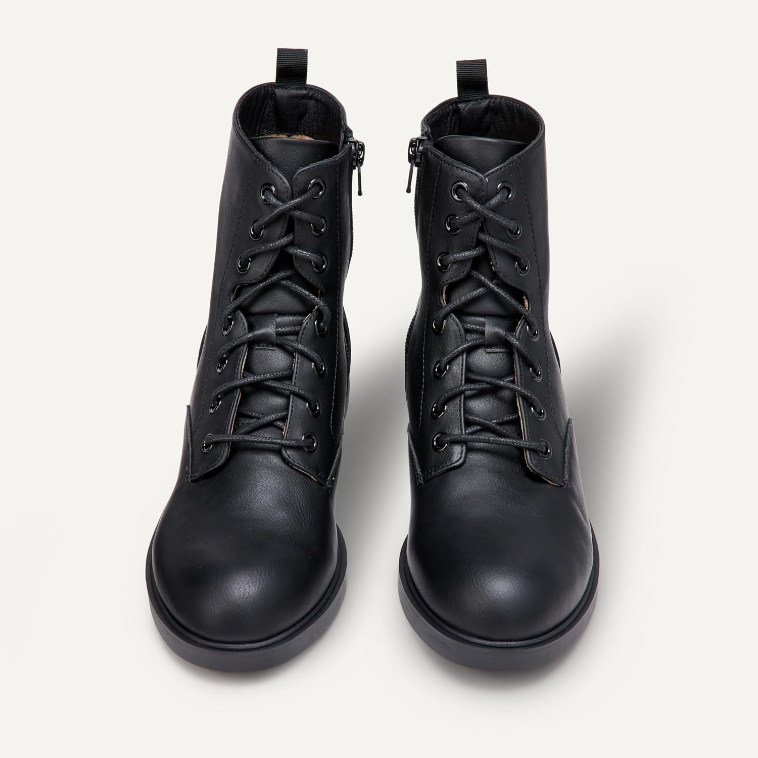 image:imageAmazon Essentials Girls Combat Boots With ZipperBlack Faux Leather