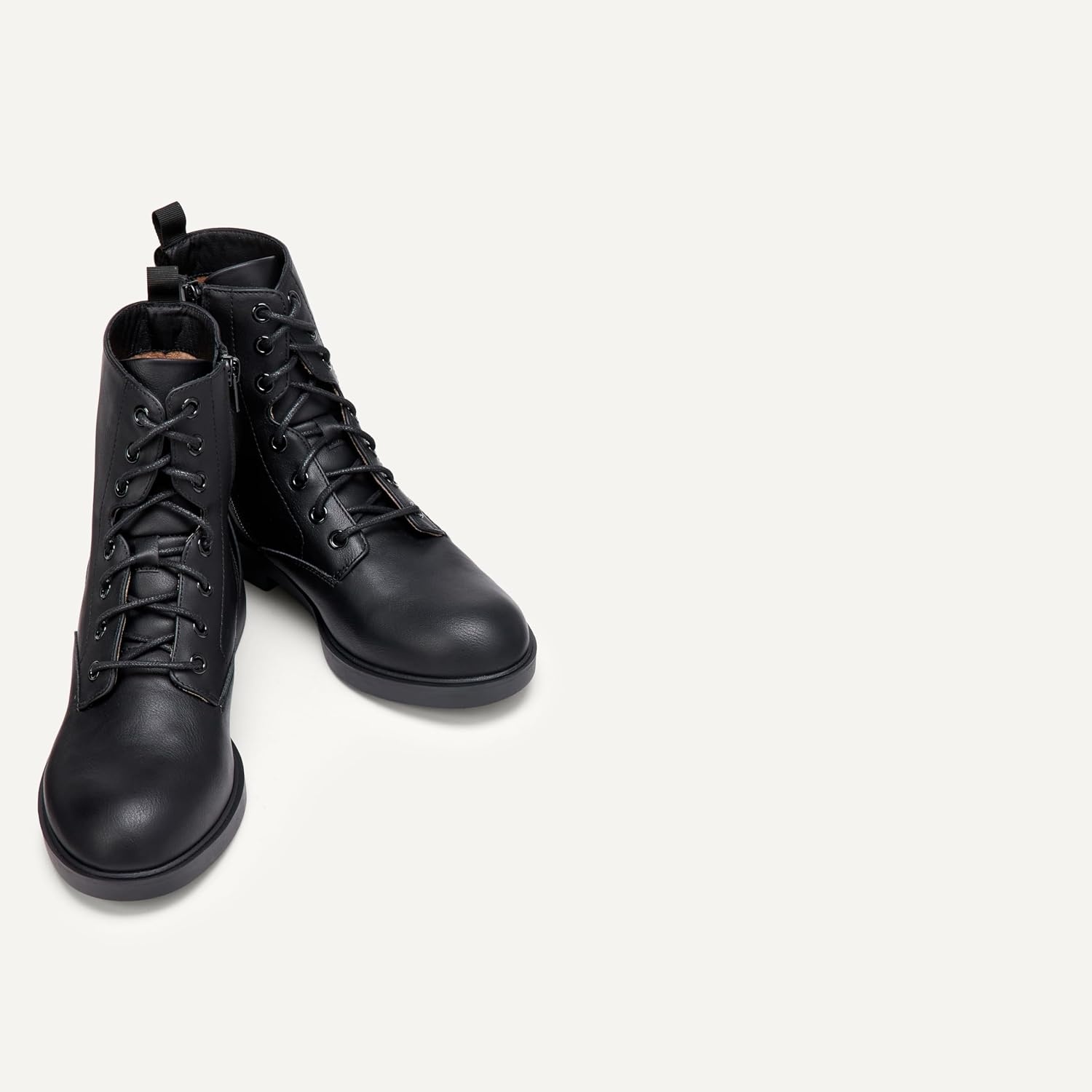 image:imageAmazon Essentials Girls Combat Boots With ZipperBlack Faux Leather