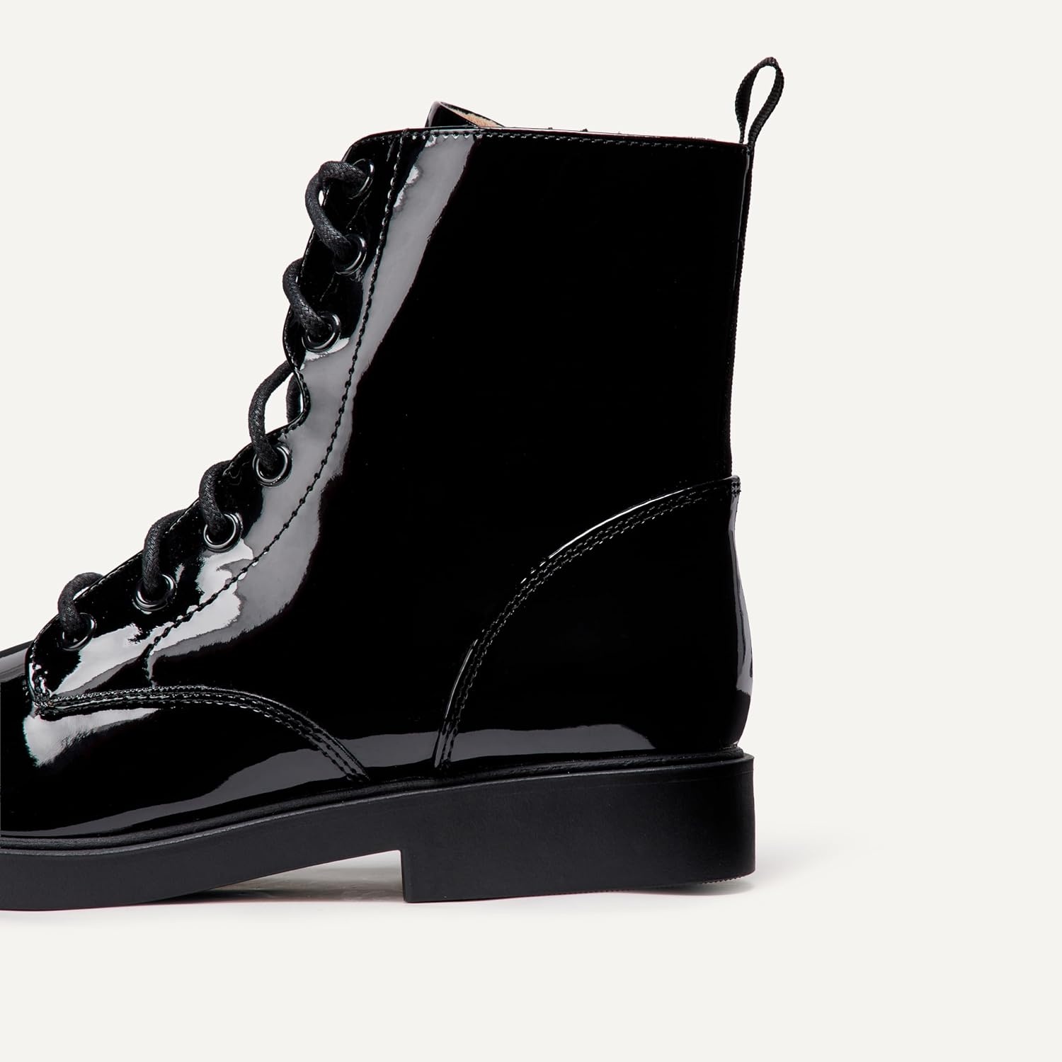 image:imageAmazon Essentials Girls Combat Boots With ZipperBlack Patent