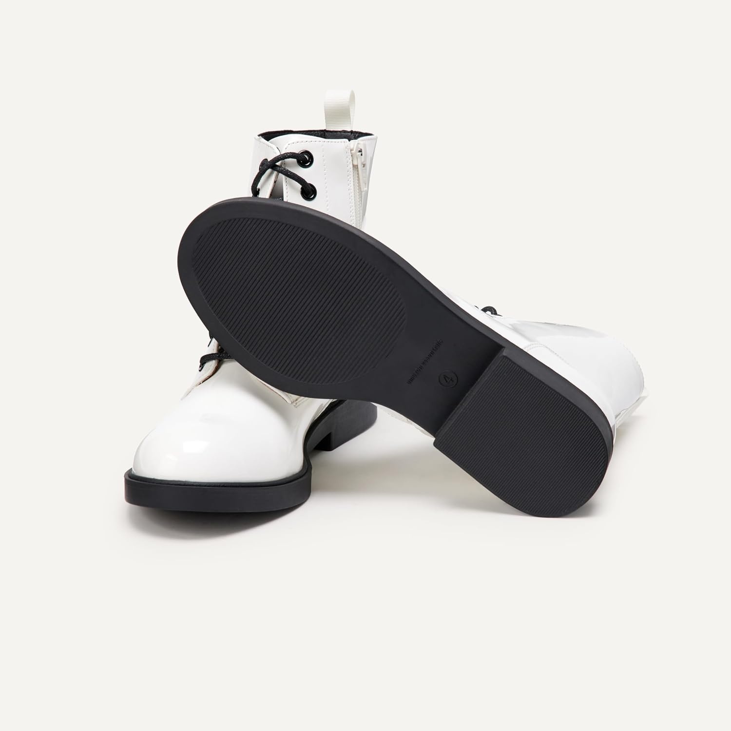 image:imageAmazon Essentials Girls Combat Boots With ZipperWhite Patent