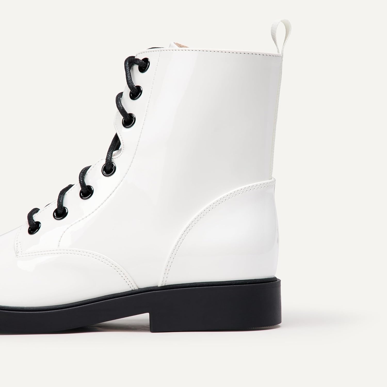 image:imageAmazon Essentials Girls Combat Boots With ZipperWhite Patent