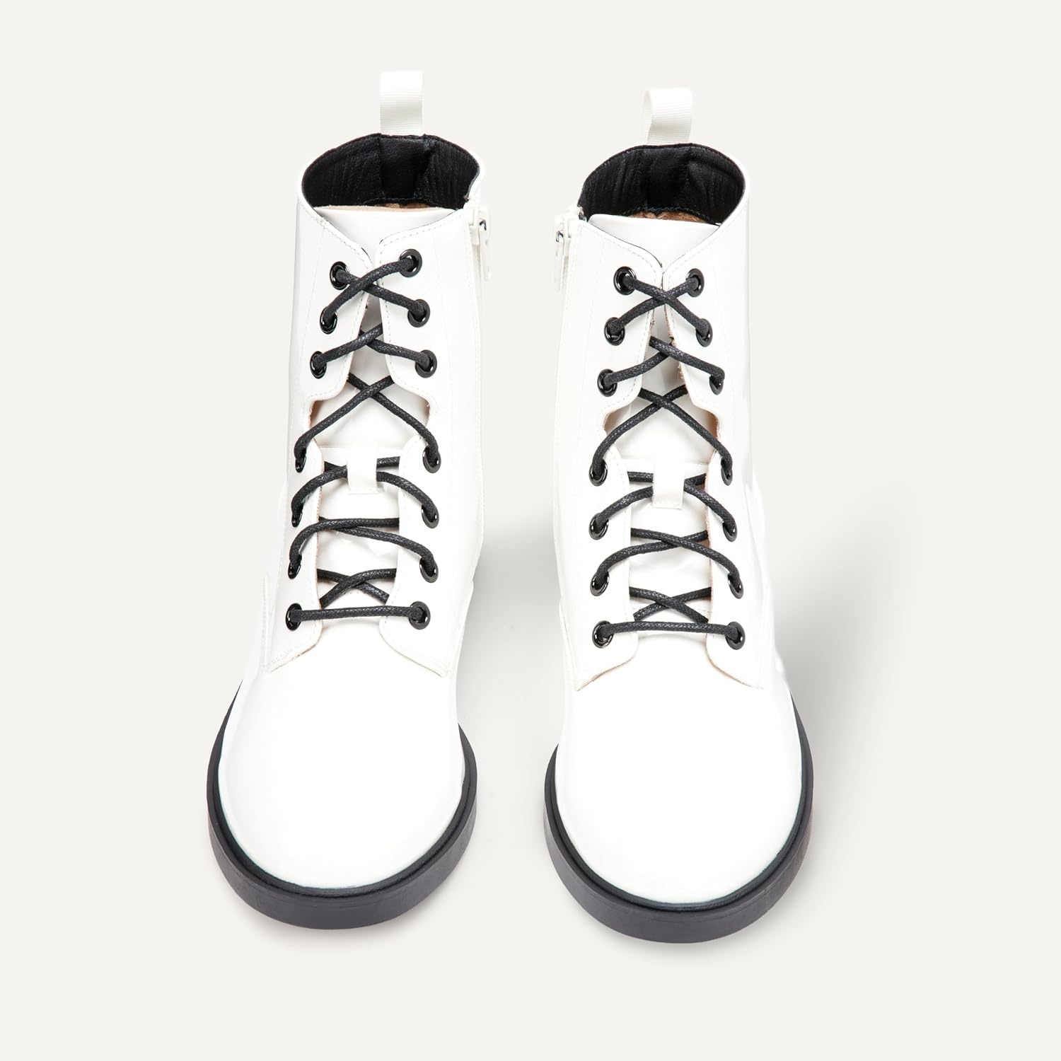 image:imageAmazon Essentials Girls Combat Boots With ZipperWhite Patent
