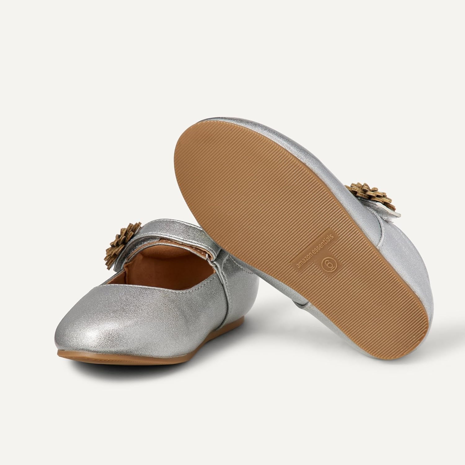 image:imageAmazon Essentials Girls and Toddlers Mary Jane FlatsSilver Glitter