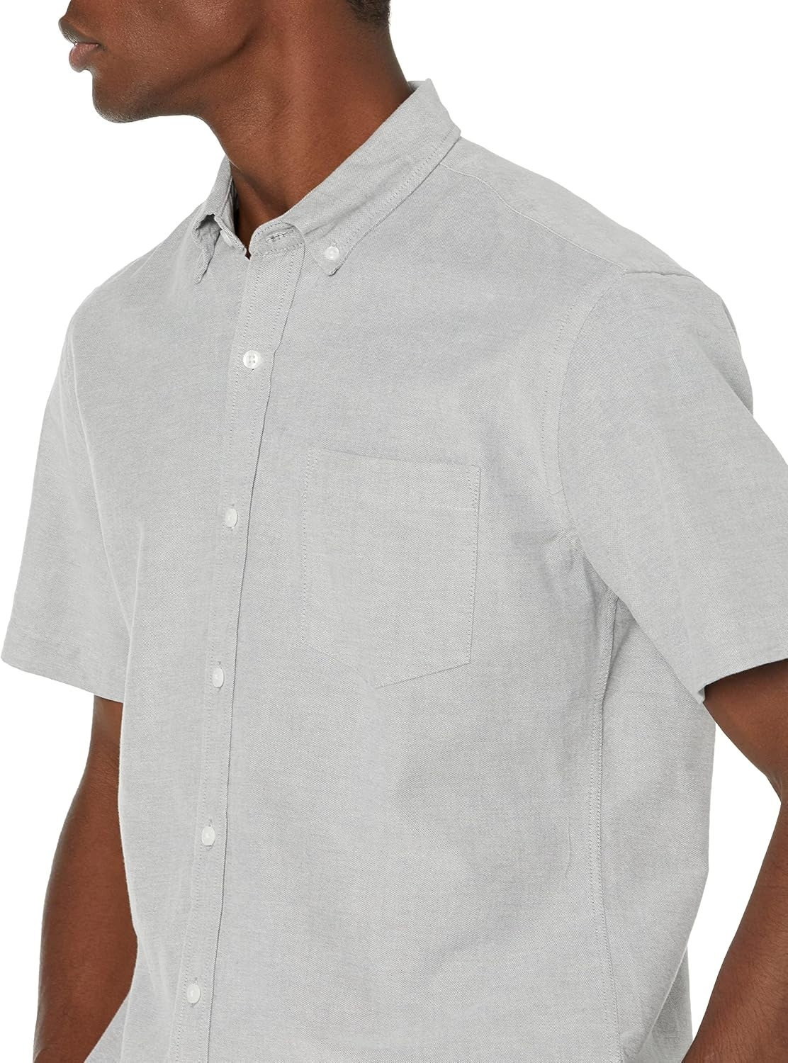 image:imageAmazon Essentials Mens ShortSleeve Oxford Shirt with Pocket Grey Small