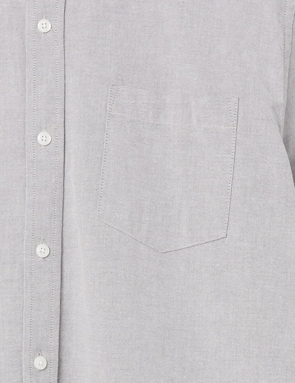 image:imageAmazon Essentials Mens ShortSleeve Oxford Shirt with Pocket Grey Small