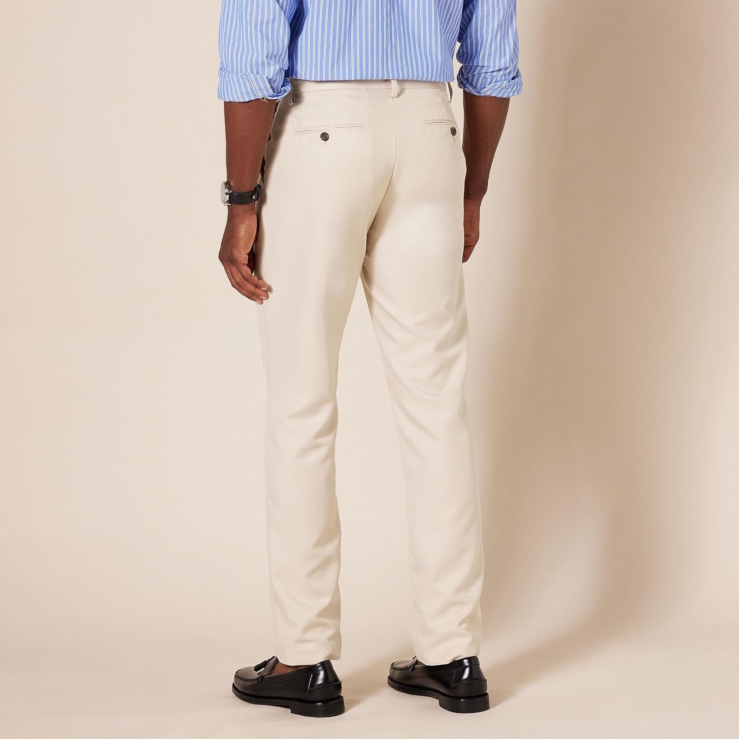 image:imageAmazon Essentials Mens SlimFit FlatFront Dress Pants Straight Leg Polyester StoneStone
