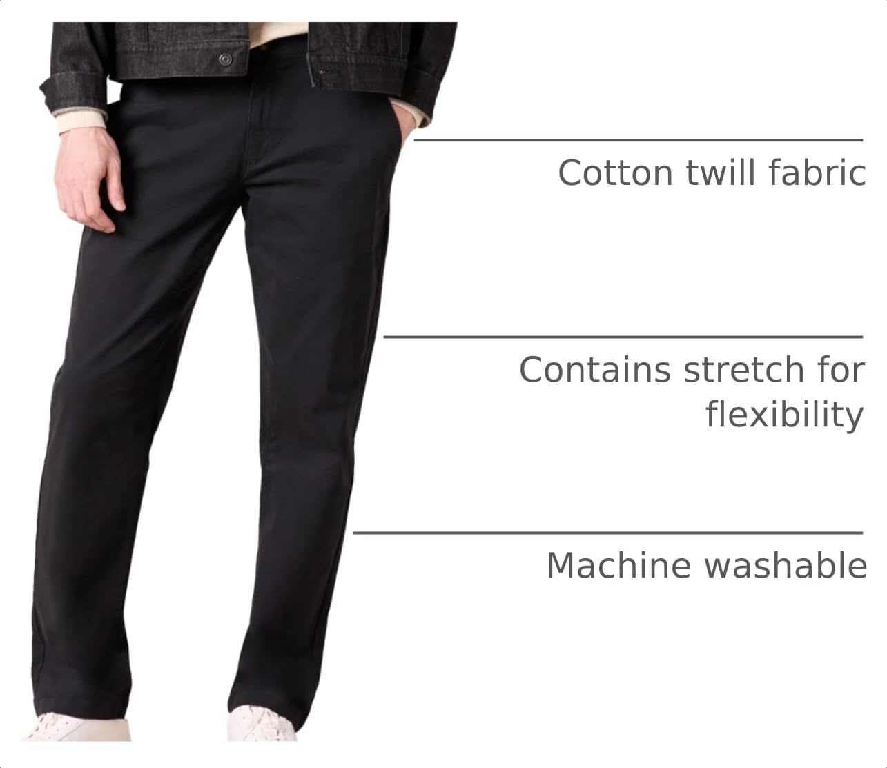 image:imageAmazon Essentials Mens StraightFit Casual Stretch Chino Pants Sits at WaistBlack