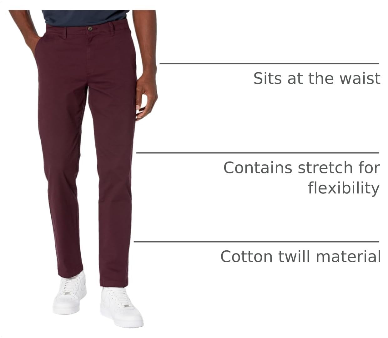 image:imageAmazon Essentials Mens StraightFit Casual Stretch Chino Pants Sits at WaistBurgundy
