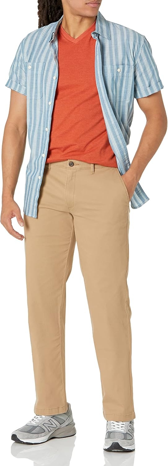 image:imageAmazon Essentials Mens StraightFit Casual Stretch Chino Pants Sits at WaistDark Khaki