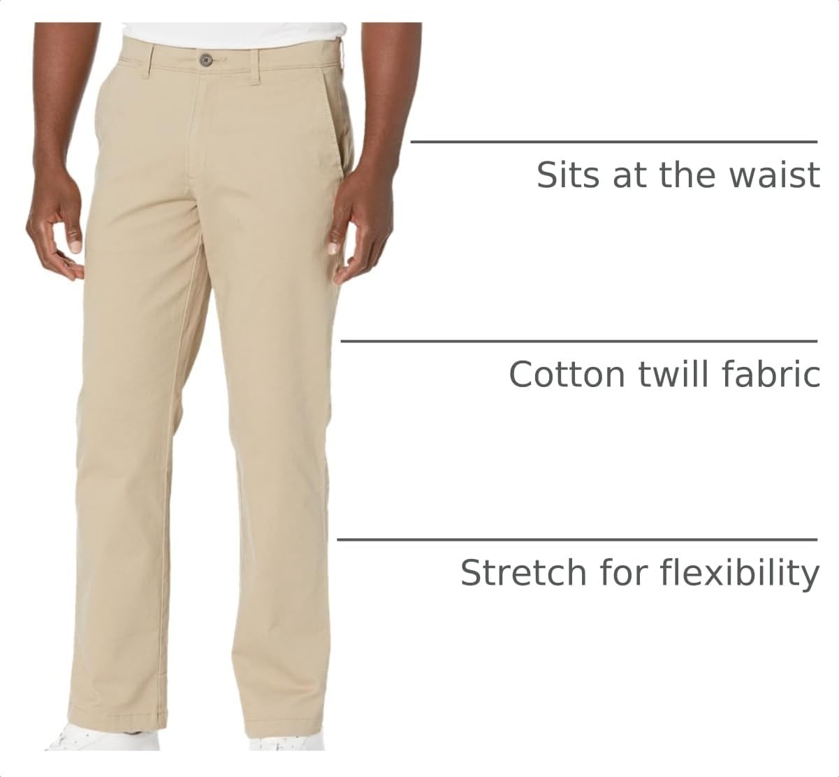 image:imageAmazon Essentials Mens StraightFit Casual Stretch Chino Pants Sits at WaistKhaki