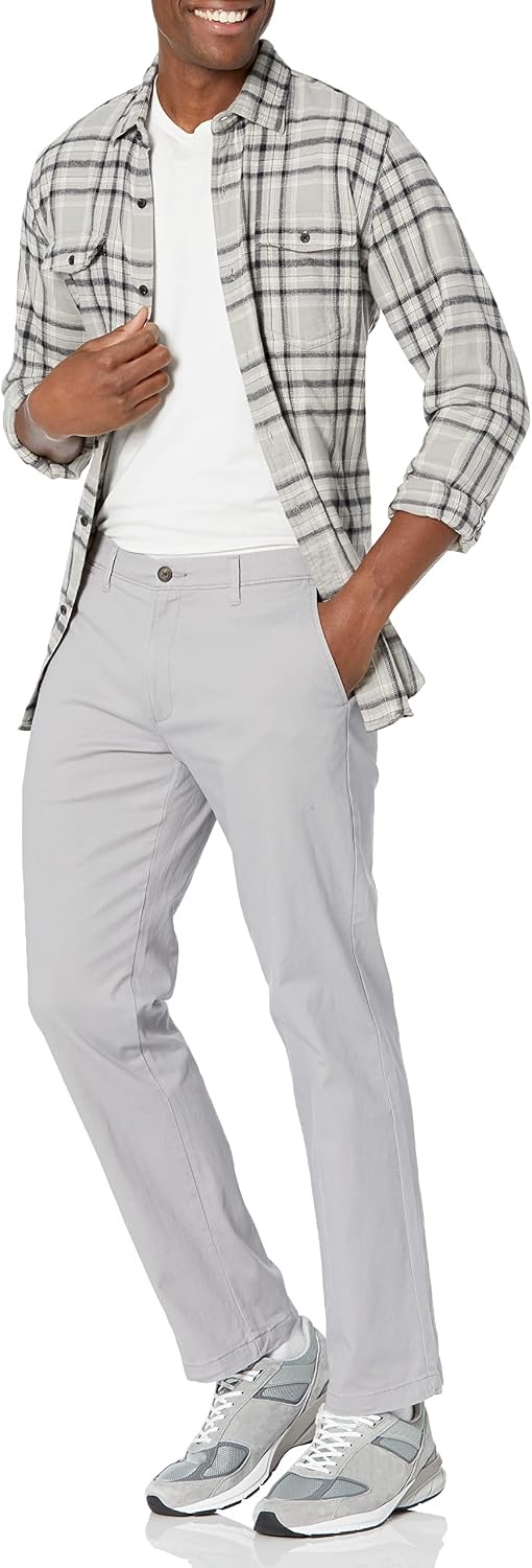 image:imageAmazon Essentials Mens StraightFit Casual Stretch Chino Pants Sits at WaistLight Grey