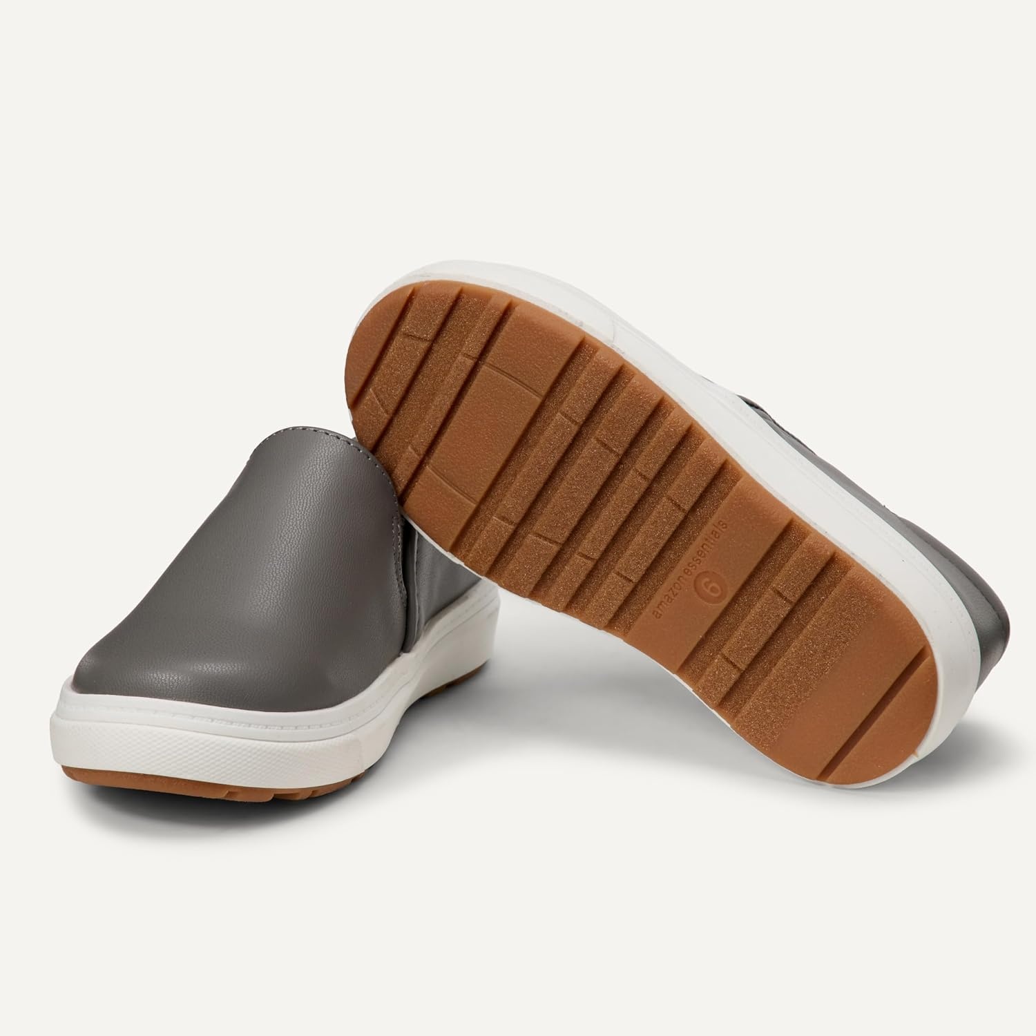 image:imageAmazon Essentials Unisex Kids and Toddlers Canvas Slipon SneakersGrey Faux Leather