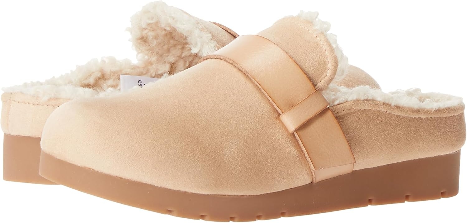 image:imageAmazon Essentials Womens Backless Shearling Memory Foam Mule Slides NonSlipSand Suede