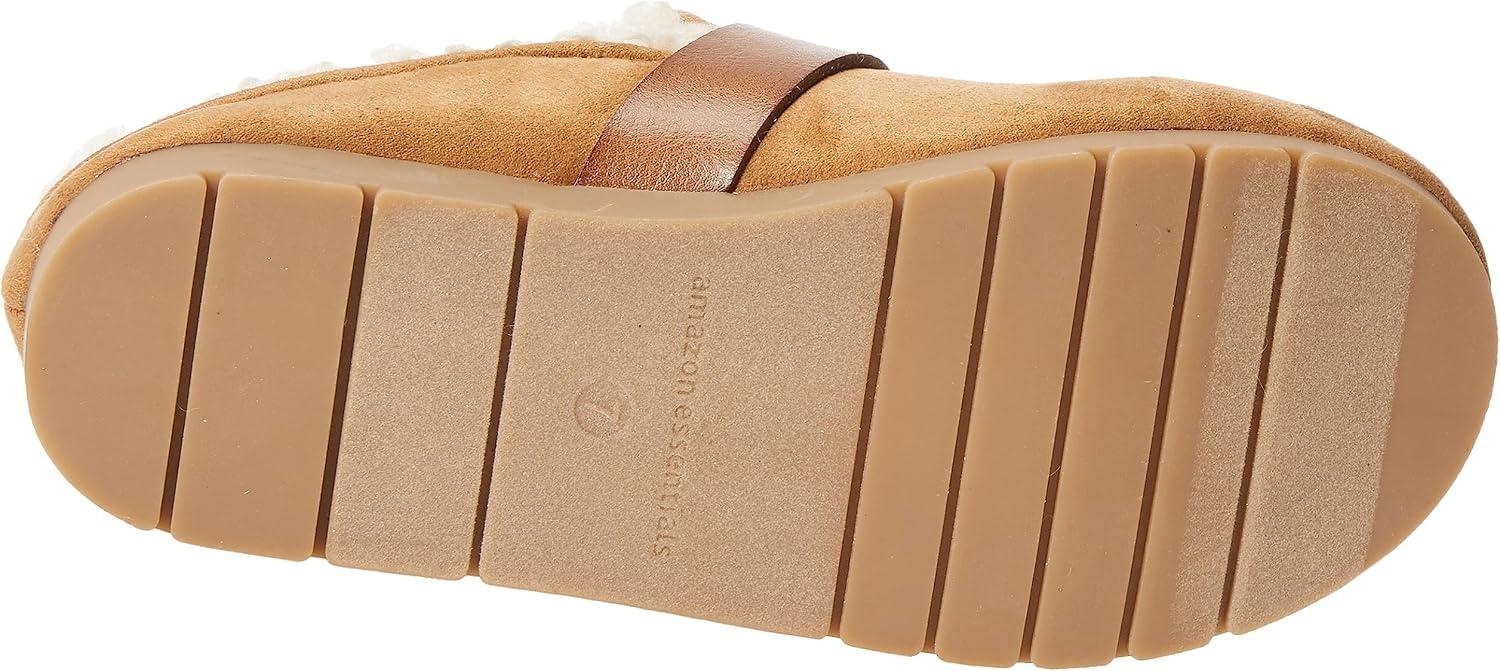 image:imageAmazon Essentials Womens Backless Shearling Memory Foam Mule Slides NonSlipTan Suede