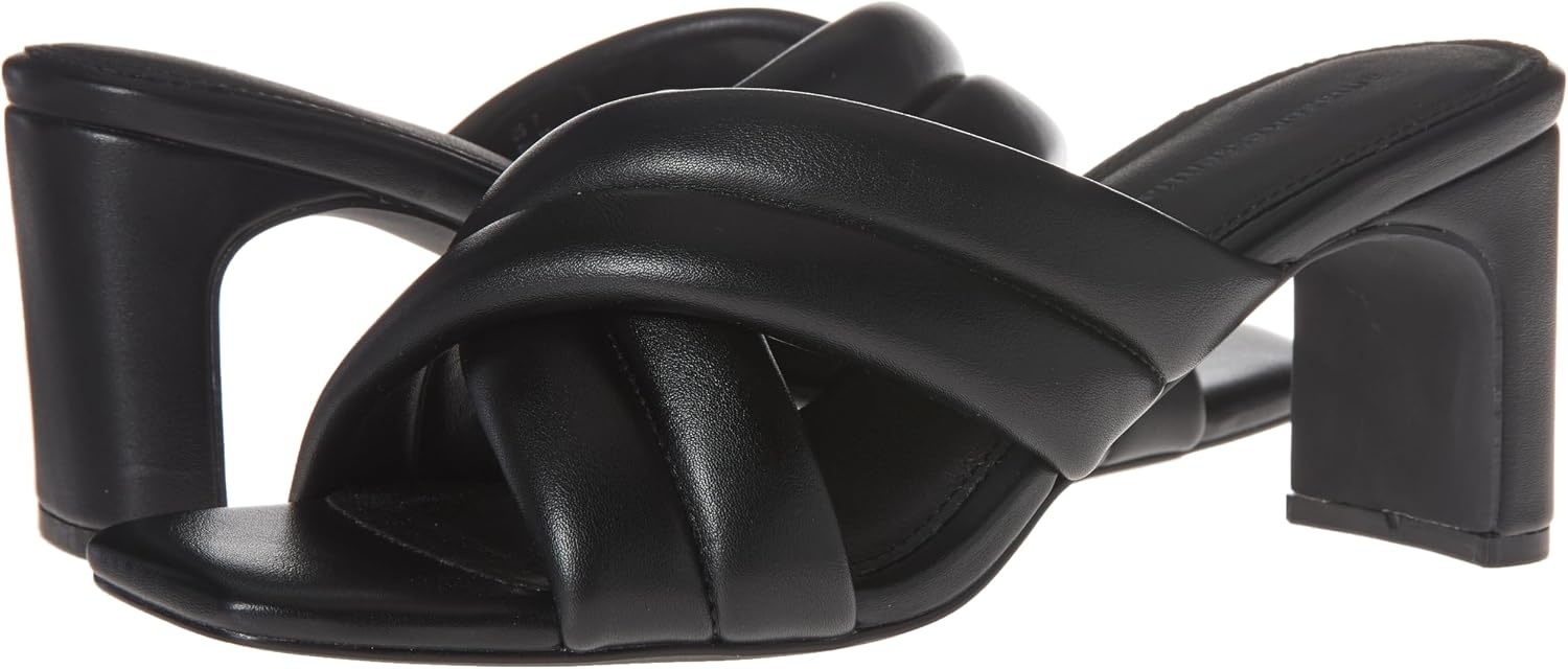 image:imageAmazon Essentials Womens Crossover Block Heeled Sandal with Padded Straps and Memory Foam InsoleBlack Faux Leather