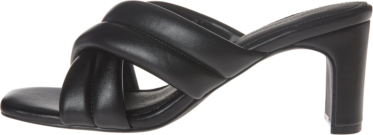 image:imageAmazon Essentials Womens Crossover Block Heeled Sandal with Padded Straps and Memory Foam InsoleBlack Faux Leather
