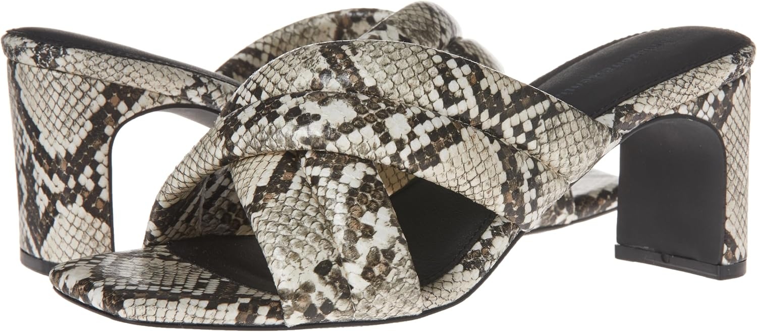 image:imageAmazon Essentials Womens Crossover Block Heeled Sandal with Padded Straps and Memory Foam InsoleMulti Faux Snake Skin