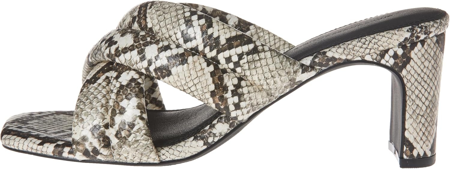 image:imageAmazon Essentials Womens Crossover Block Heeled Sandal with Padded Straps and Memory Foam InsoleMulti Faux Snake Skin