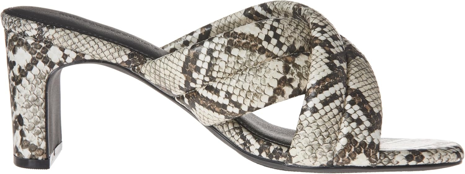 image:imageAmazon Essentials Womens Crossover Block Heeled Sandal with Padded Straps and Memory Foam InsoleMulti Faux Snake Skin
