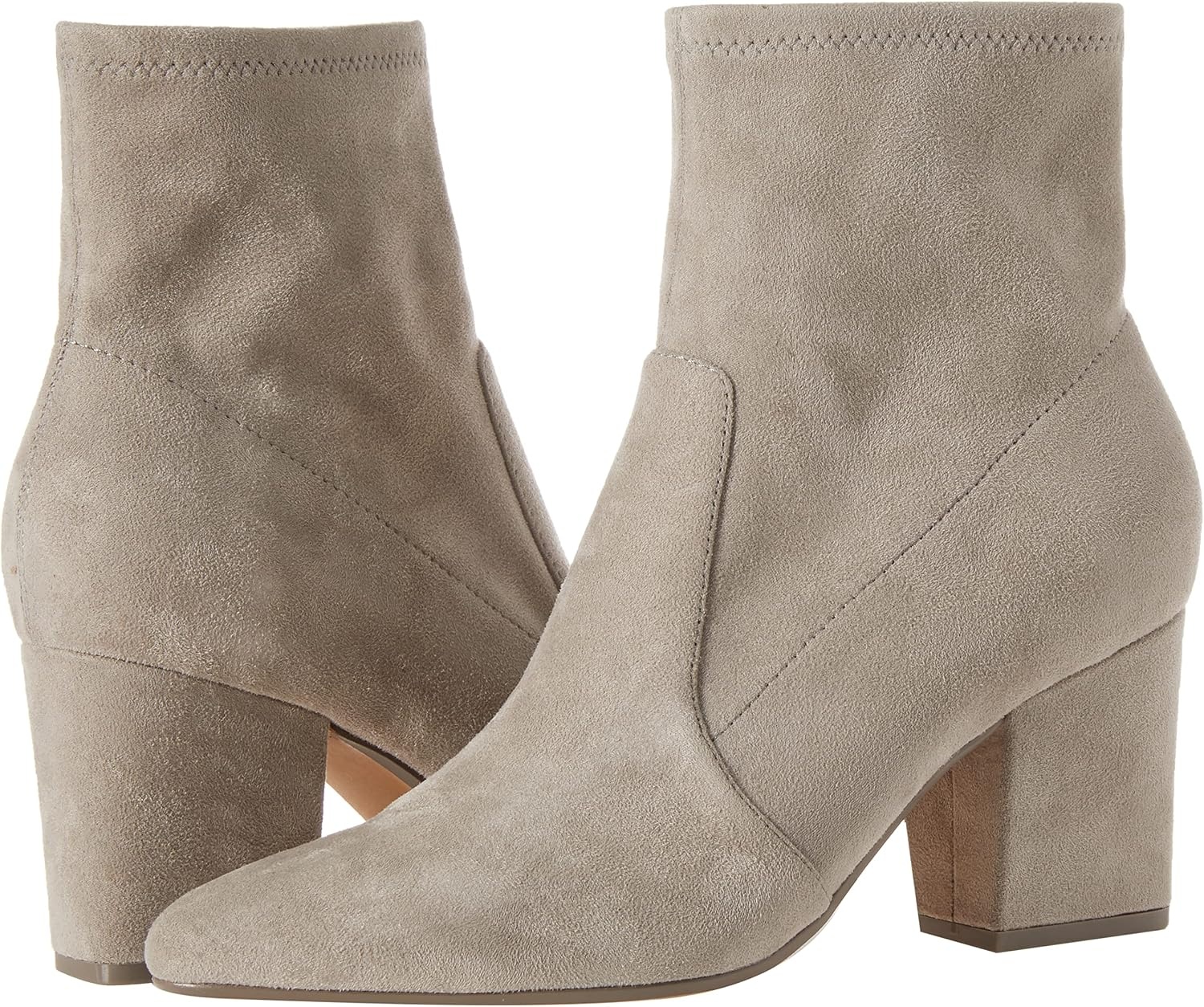 image:imageAmazon Essentials Womens Fitted Stretch Ankle Heel Boots with Pointed ToeDove Grey Microsuede