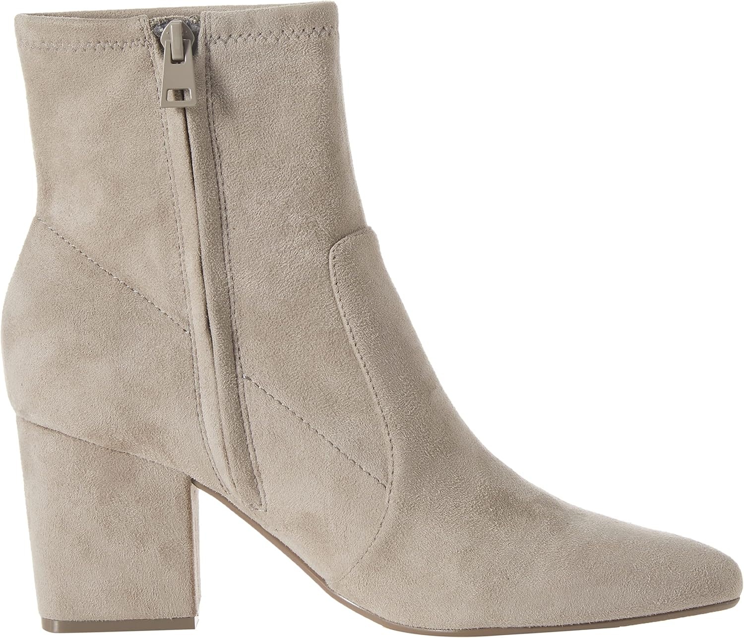 image:imageAmazon Essentials Womens Fitted Stretch Ankle Heel Boots with Pointed ToeDove Grey Microsuede