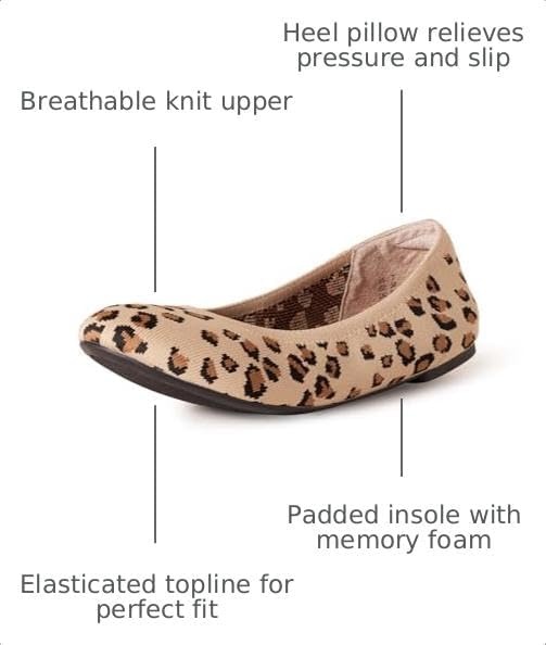 image:imageAmazon Essentials Womens Knit Mesh Ballet FlatBrown Leopard Print