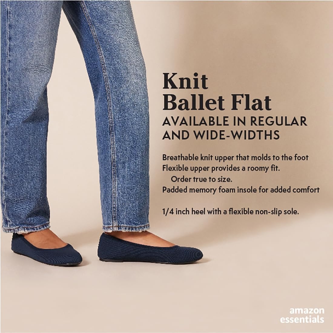 image:imageAmazon Essentials Womens Knit Mesh Ballet FlatNavy