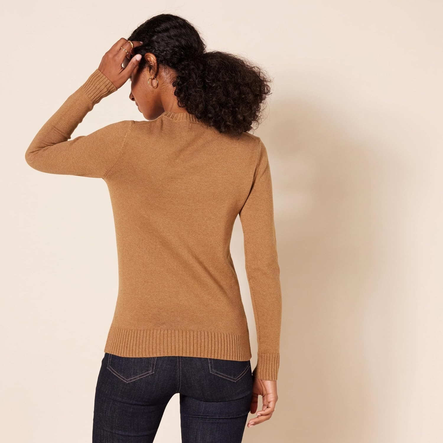 image:imageAmazon Essentials Womens Lightweight Soft Crewneck Sweater 100 Cotton Plus Size AvailableCamel Heather