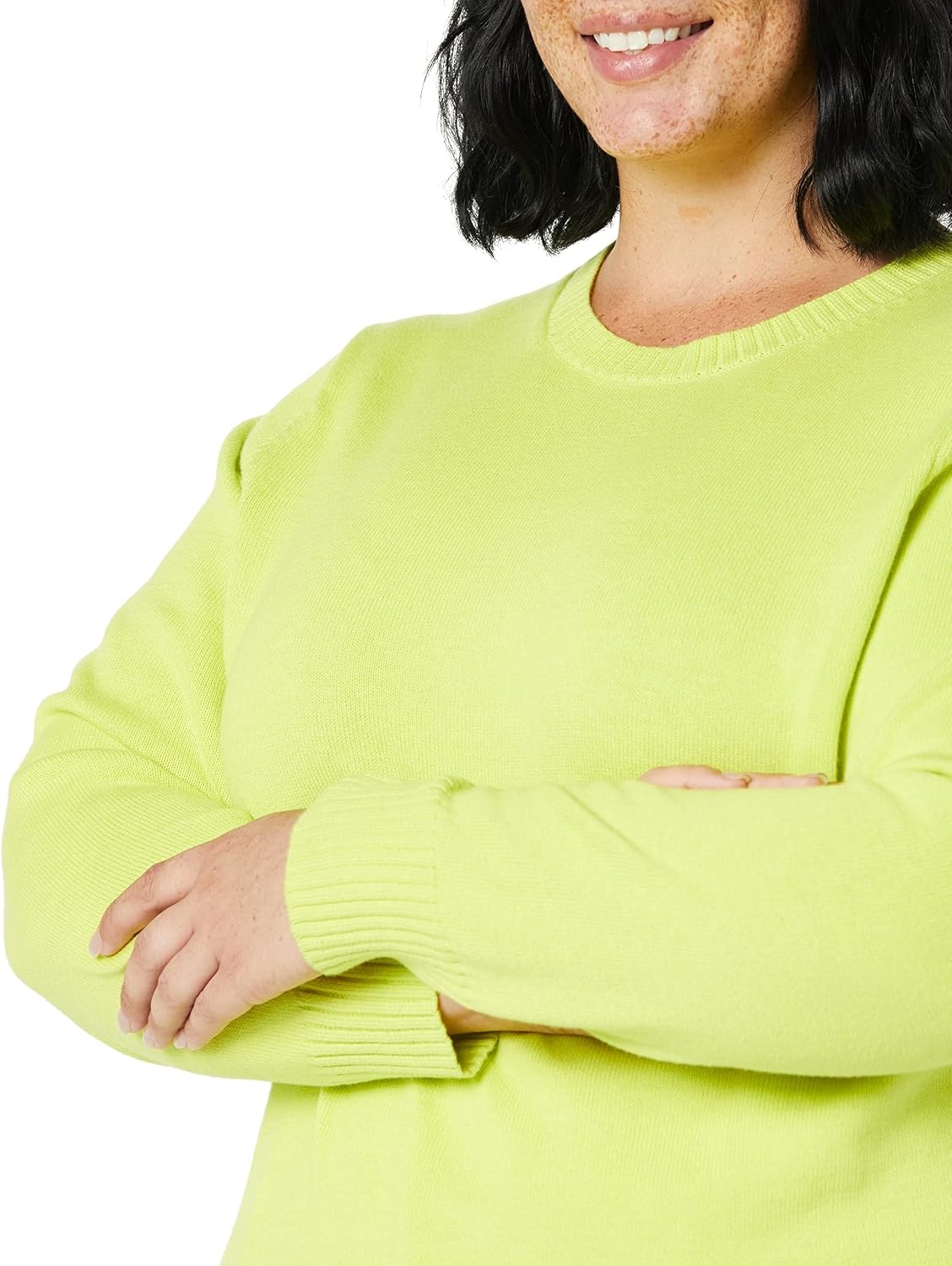 image:imageAmazon Essentials Womens Lightweight Soft Crewneck Sweater 100 Cotton Plus Size AvailableLime Green