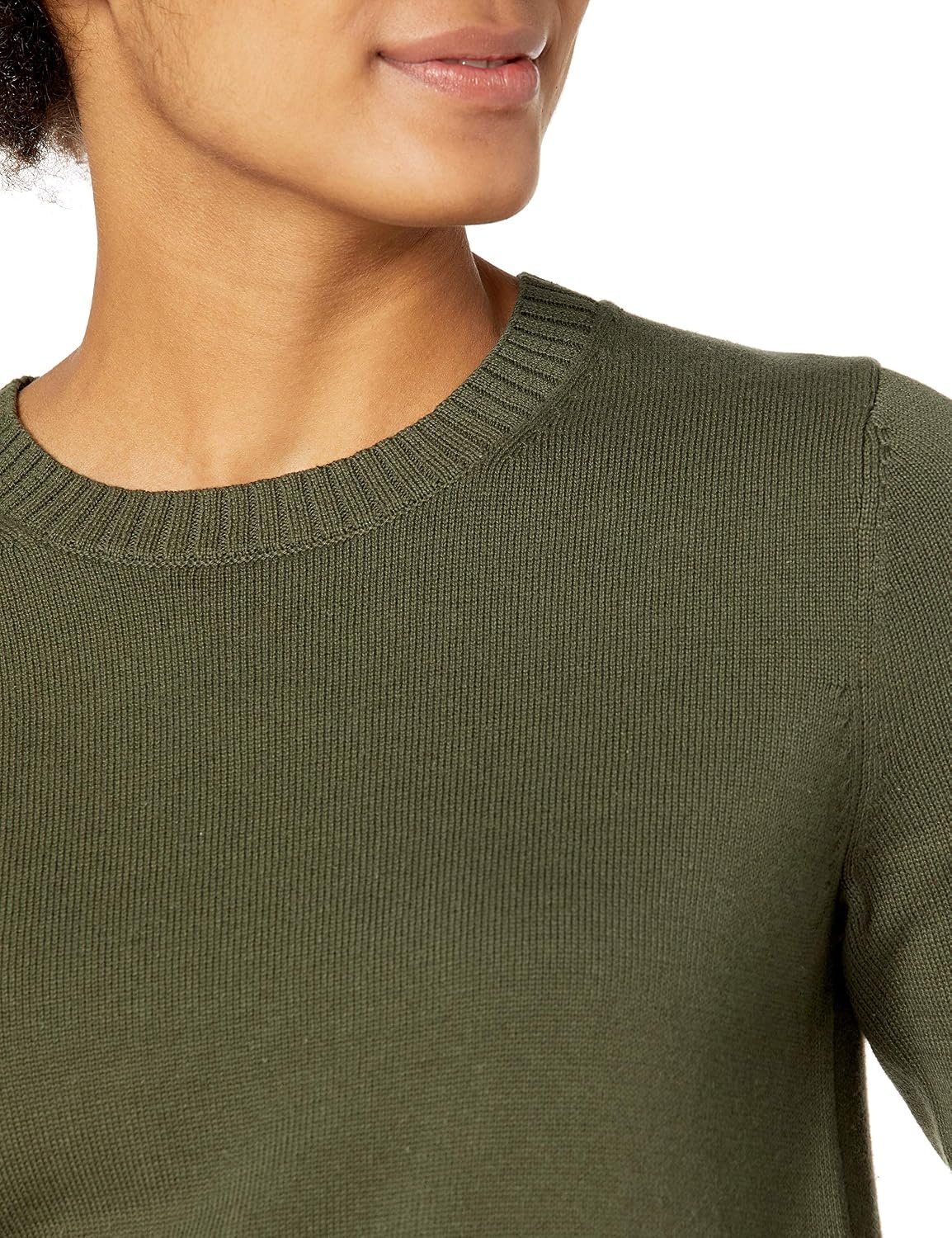 image:imageAmazon Essentials Womens Lightweight Soft Crewneck Sweater 100 Cotton Plus Size AvailableOlive