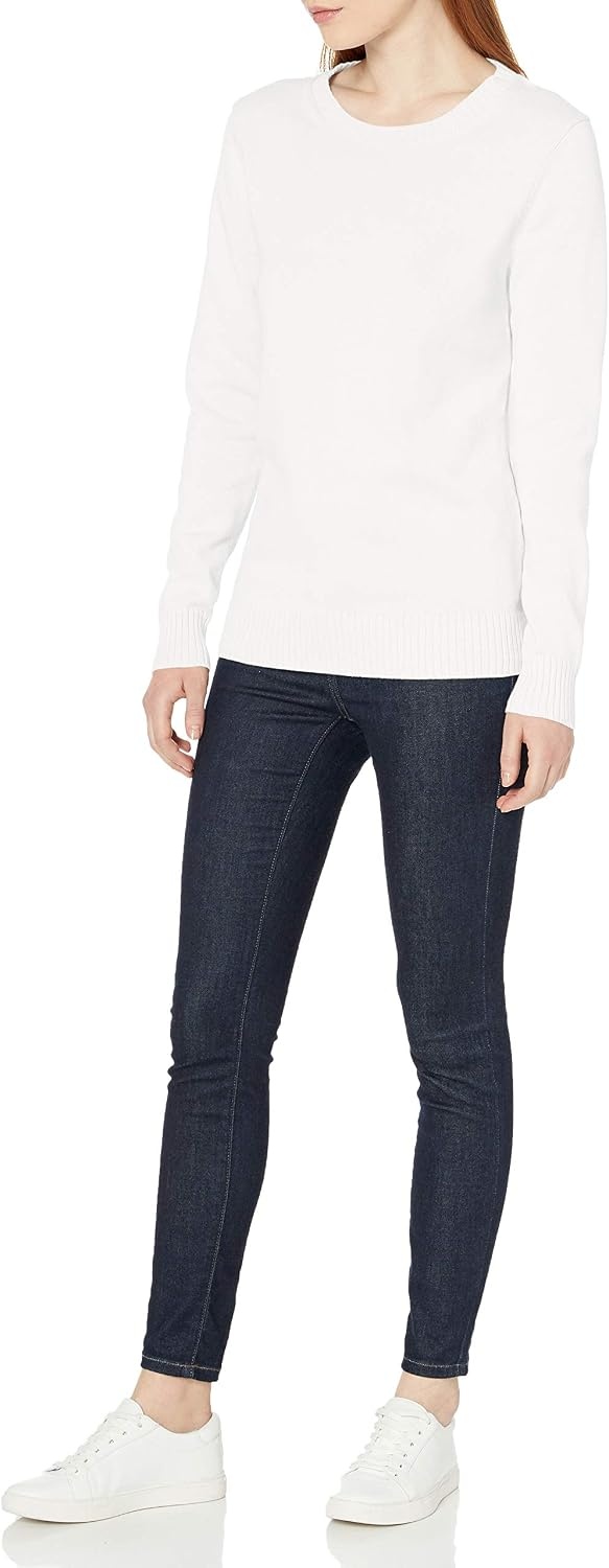 image:imageAmazon Essentials Womens Lightweight Soft Crewneck Sweater 100 Cotton Plus Size AvailableWhite