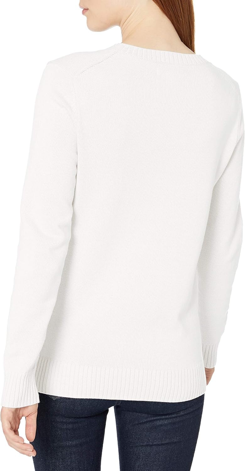 image:imageAmazon Essentials Womens Lightweight Soft Crewneck Sweater 100 Cotton Plus Size AvailableWhite