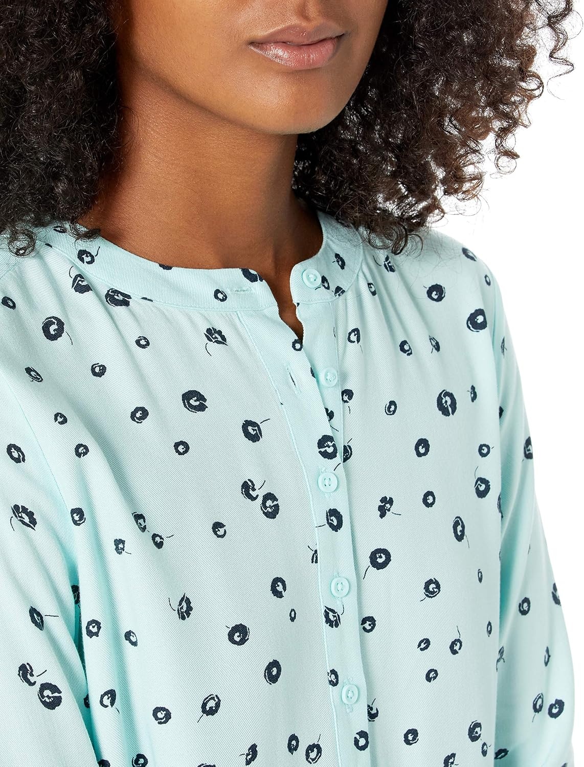 image:imageAmazon Essentials Womens LongSleeve Relaxed Fit Popover Blouse Collared Business Casual Work ShirtAqua Blue Poppy