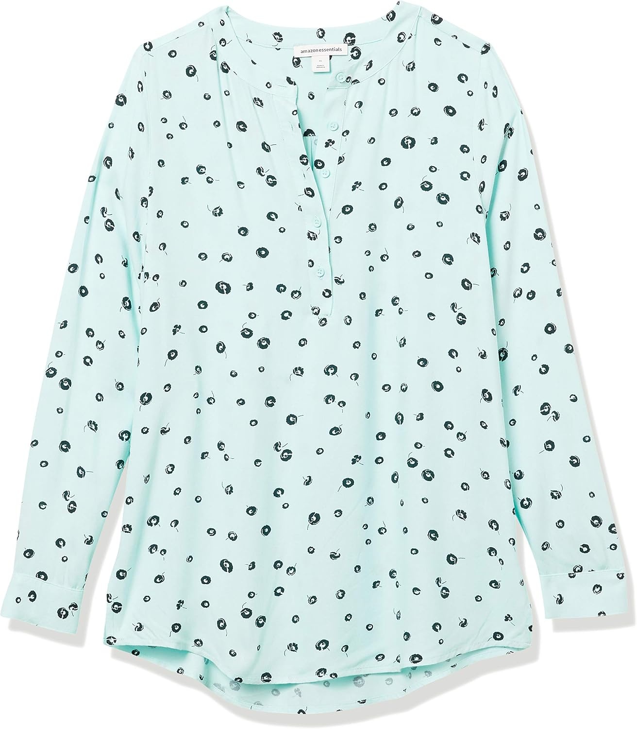 image:imageAmazon Essentials Womens LongSleeve Relaxed Fit Popover Blouse Collared Business Casual Work ShirtAqua Blue Poppy
