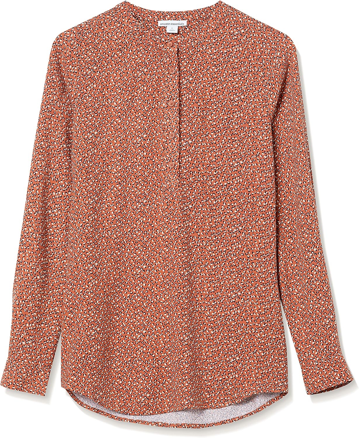 image:imageAmazon Essentials Womens LongSleeve Relaxed Fit Popover Blouse Collared Business Casual Work ShirtAuburn Leopard Print