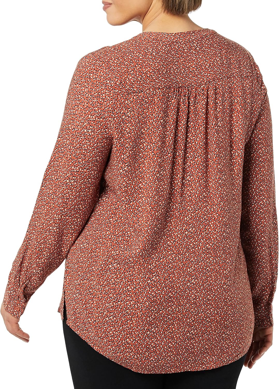 image:imageAmazon Essentials Womens LongSleeve Relaxed Fit Popover Blouse Collared Business Casual Work ShirtAuburn Leopard Print