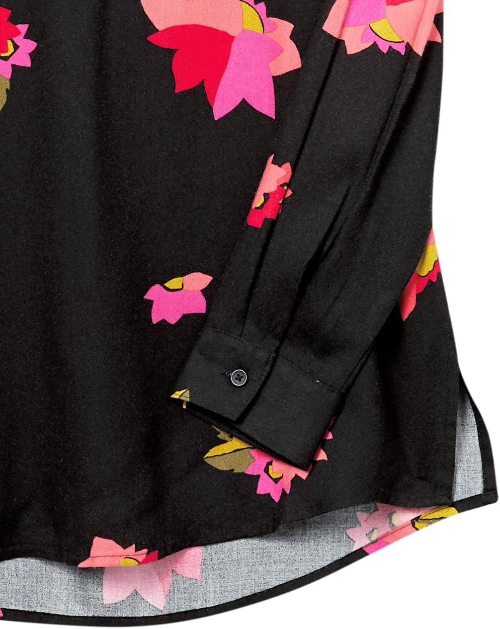 image:imageAmazon Essentials Womens LongSleeve Relaxed Fit Popover Blouse Collared Business Casual Work ShirtBlack Pink Floral