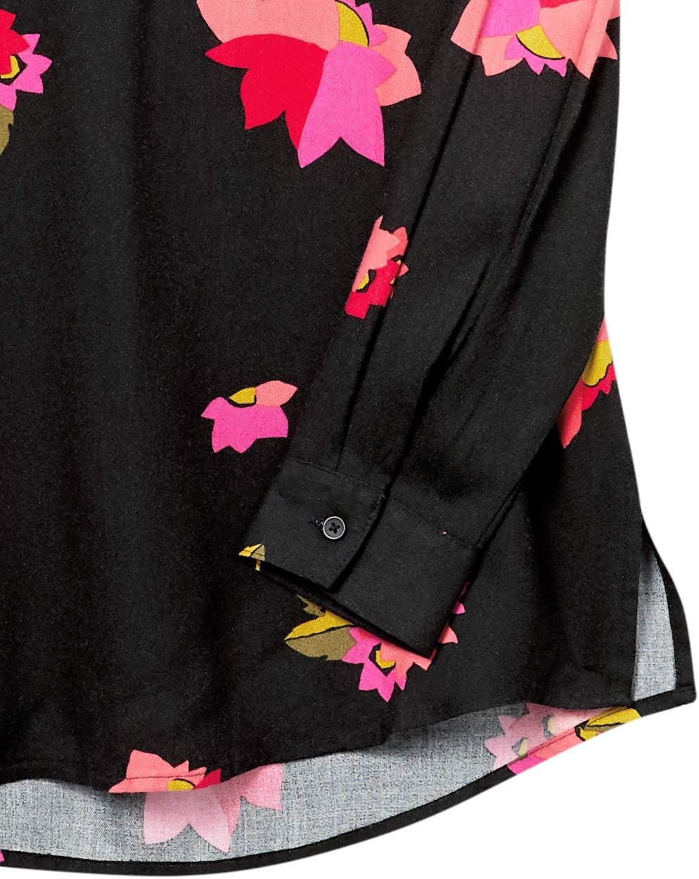 image:imageAmazon Essentials Womens LongSleeve Relaxed Fit Popover Blouse Collared Business Casual Work ShirtBlack and Pink Floral