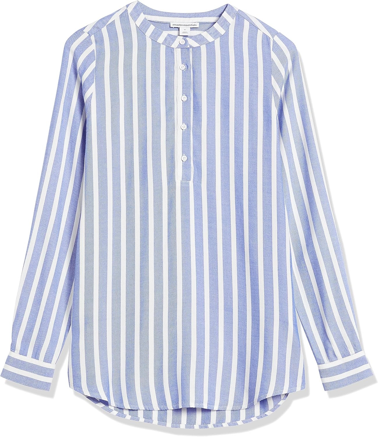image:imageAmazon Essentials Womens LongSleeve Relaxed Fit Popover Blouse Collared Business Casual Work ShirtBlue Classic Bold Stripe
