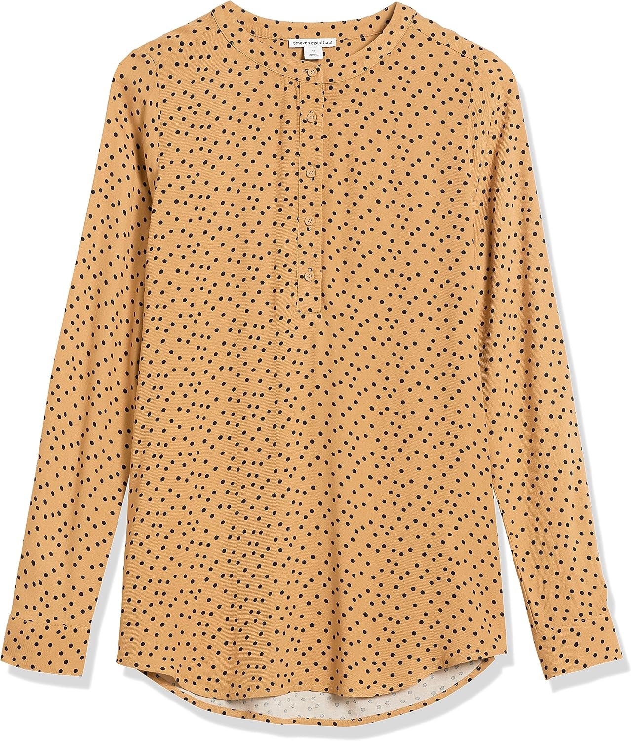image:imageAmazon Essentials Womens LongSleeve Relaxed Fit Popover Blouse Collared Business Casual Work ShirtCamel Black Dot Print