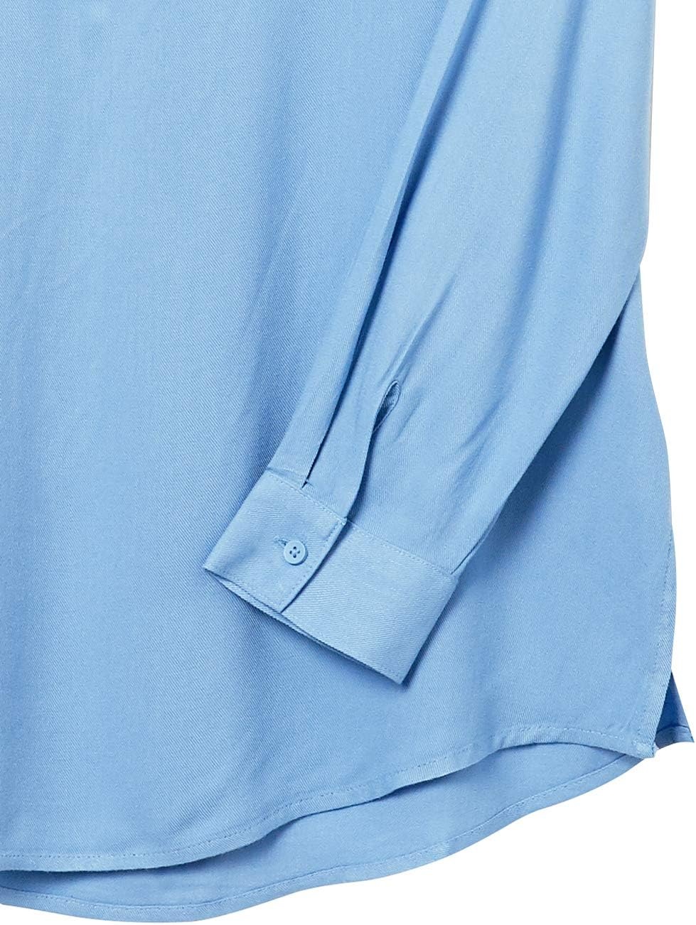 image:imageAmazon Essentials Womens LongSleeve Relaxed Fit Popover Blouse Collared Business Casual Work ShirtFrench Blue