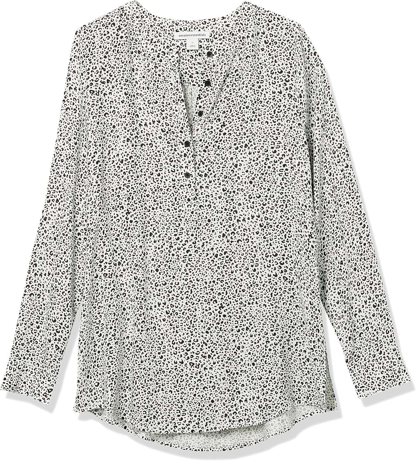 image:imageAmazon Essentials Womens LongSleeve Relaxed Fit Popover Blouse Collared Business Casual Work ShirtMini Leopard