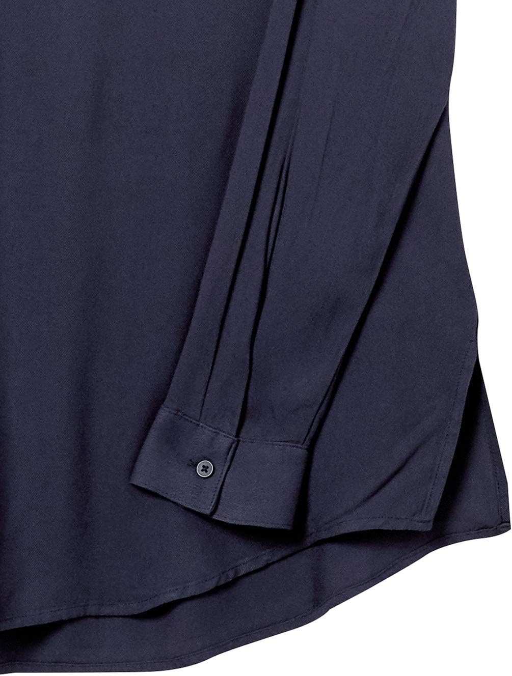 image:imageAmazon Essentials Womens LongSleeve Relaxed Fit Popover Blouse Collared Business Casual Work ShirtNavy