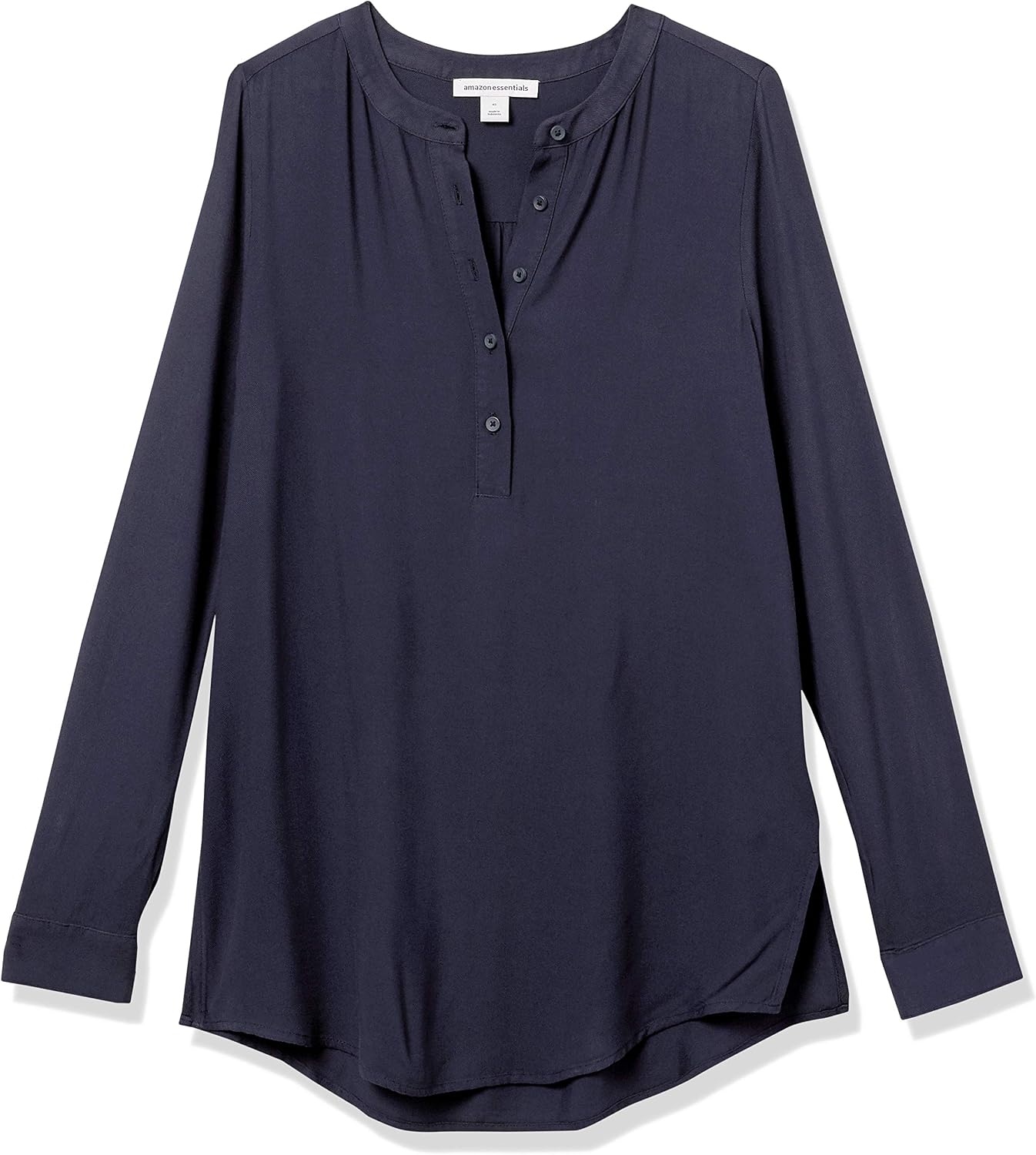 image:imageAmazon Essentials Womens LongSleeve Relaxed Fit Popover Blouse Collared Business Casual Work ShirtNavy