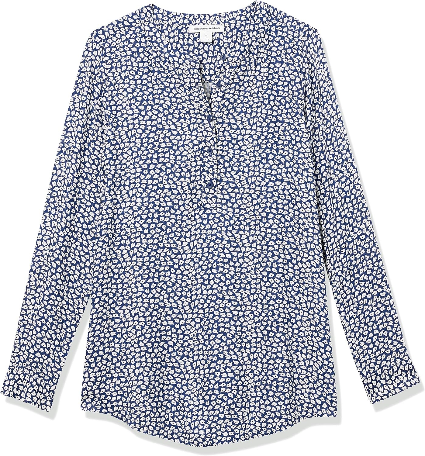 image:imageAmazon Essentials Womens LongSleeve Relaxed Fit Popover Blouse Collared Business Casual Work ShirtNavy White Petal