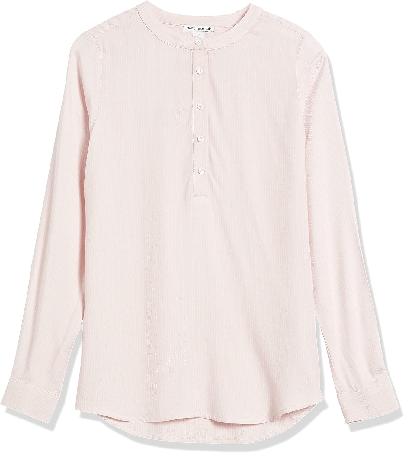 image:imageAmazon Essentials Womens LongSleeve Relaxed Fit Popover Blouse Collared Business Casual Work ShirtPink White Vertical Stripe